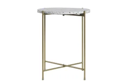 Table d'appoint design ronde en terrazzo et métal doré D40 cm MEZZO