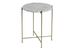 Table d'appoint design ronde en terrazzo et métal doré D40 cm MEZZO