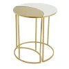 Table d'appoint en métal laqué blanc et doré TOSCANE