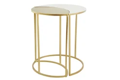Table d'appoint en métal laqué blanc et doré TOSCANE