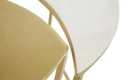 Table d'appoint en métal laqué blanc et doré TOSCANE