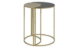 Table d'appoint en métal laqué noir et doré TOSCANE