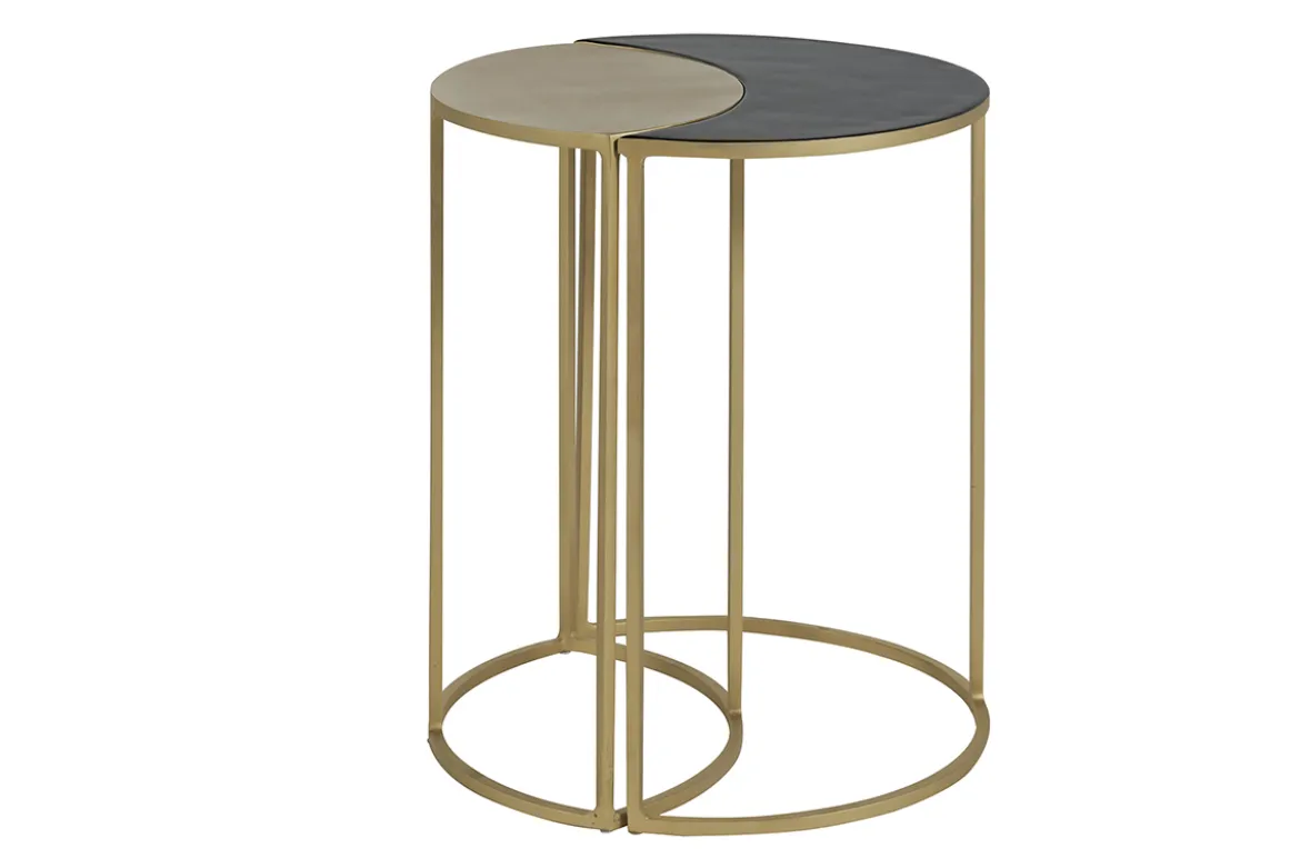 Table d'appoint en métal laqué noir et doré TOSCANE