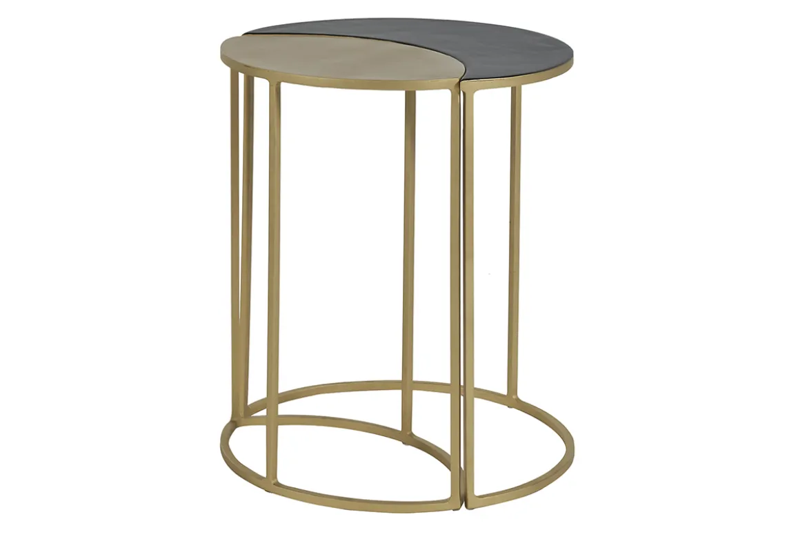 Table d'appoint en métal laqué noir et doré TOSCANE