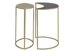 Table d'appoint en métal laqué noir et doré TOSCANE