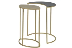 Table d'appoint en métal laqué noir et doré TOSCANE