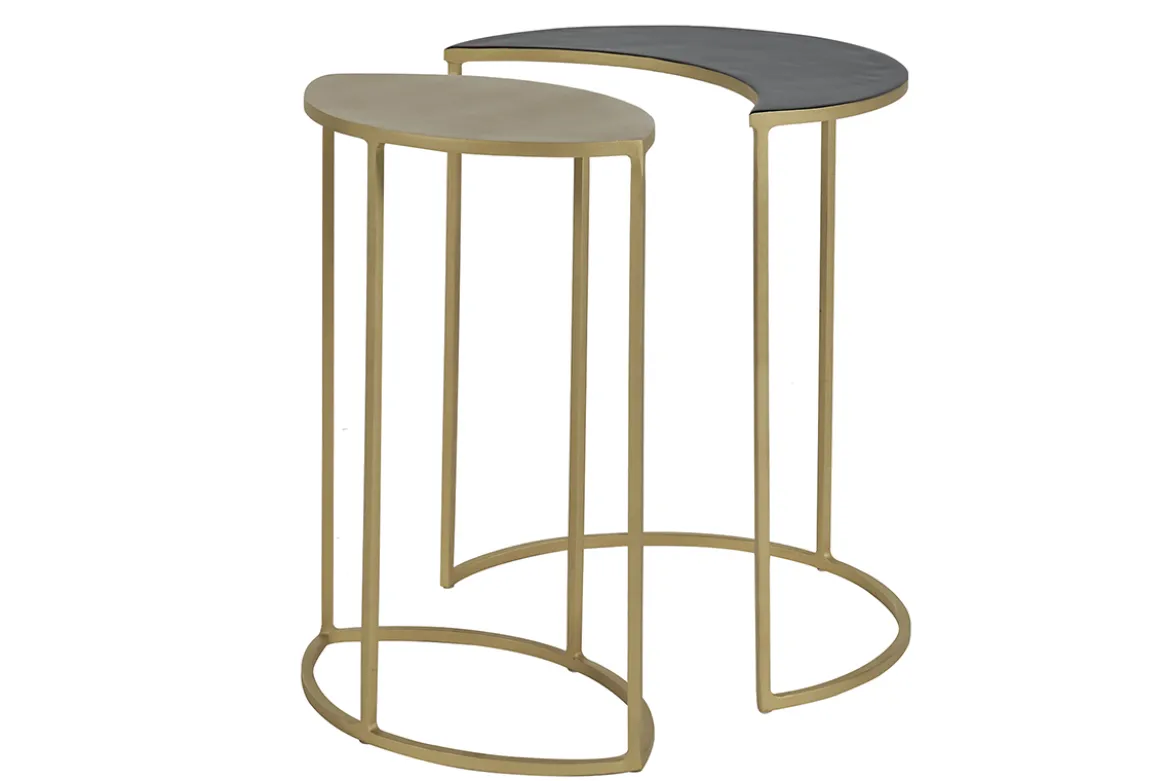 Table d'appoint en métal laqué noir et doré TOSCANE