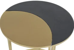 Table d'appoint en métal laqué noir et doré TOSCANE