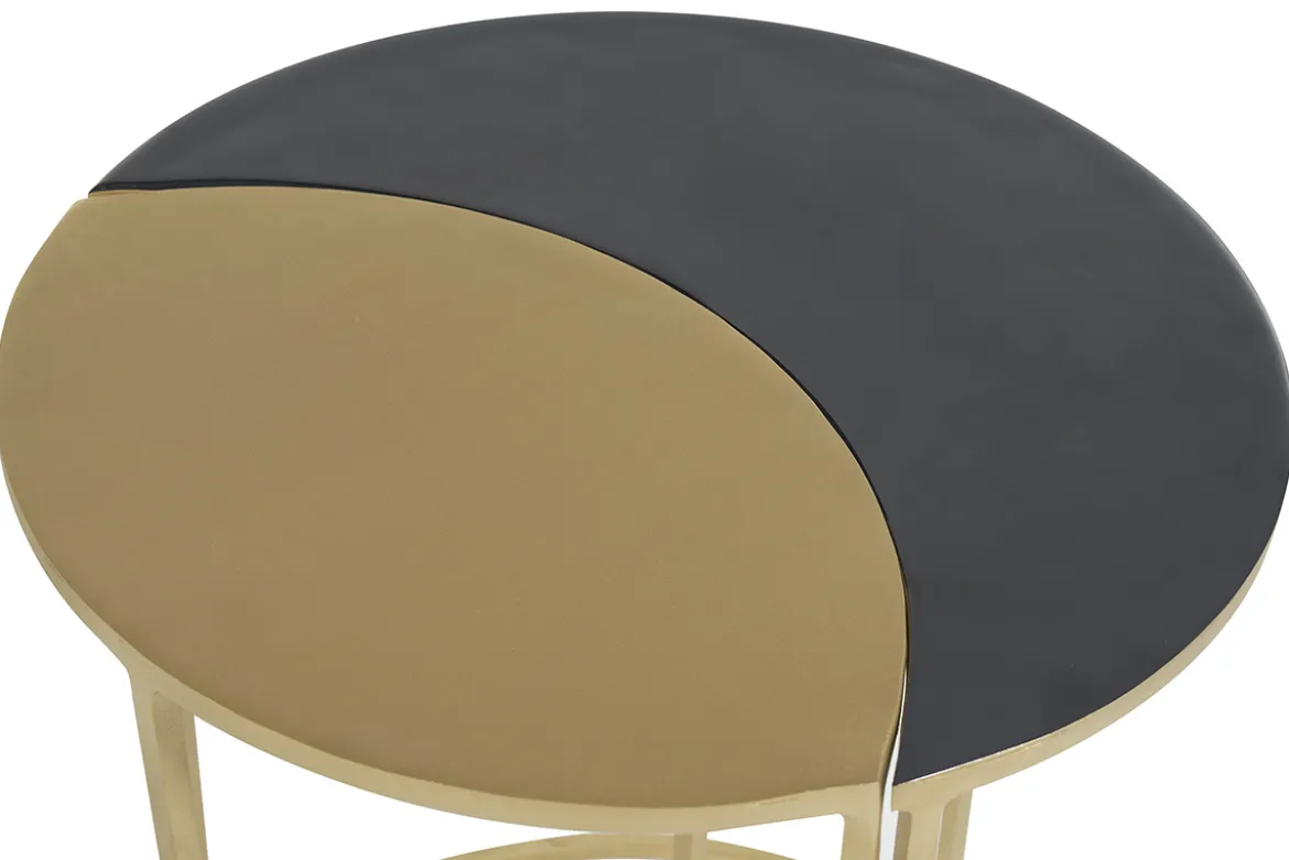 Table d'appoint en métal laqué noir et doré TOSCANE
