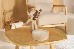 Table d'appoint forme de feuille bois clair L60 cm PHYLL