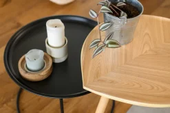Table d'appoint forme de feuille bois clair L60 cm PHYLL