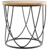 Table d'appoint ronde bois clair chêne et métal noir LACE