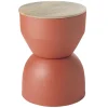 Table d'appoint ronde design avec rangement en métal terre brulée et bois manguier massif D30 cm YOYO