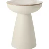 Table d'appoint ronde design avec rangement en métal grège et bois manguier massif H52 cm TAM