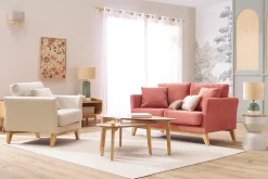 Table d'appoint ronde design avec rangement en métal grège et bois manguier massif D30 cm YOYO