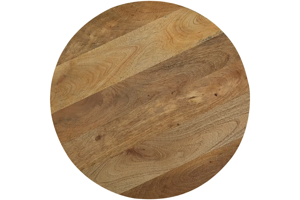 Table d'appoint ronde design blanche et bois manguier massif H49 cm VERONA