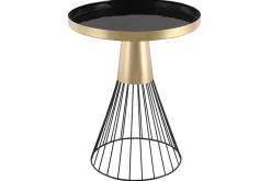 Table d'appoint ronde en acier laqué noir et doré D41 cm SPLEEN