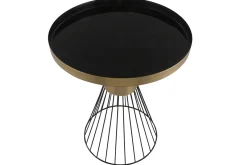 Table d'appoint ronde en acier laqué noir et doré D41 cm SPLEEN