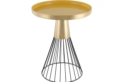 Table d'appoint ronde en acier laqué moutarde et doré D41 cm SPLEEN