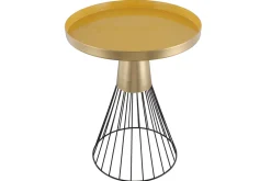 Table d'appoint ronde en acier laqué moutarde et doré D41 cm SPLEEN