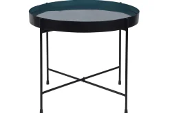 Table d'apppoint ronde avec plateau réversible bleu canard / noir D51 cm SATEEN