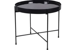 Table d'apppoint ronde avec plateau réversible bleu canard / noir D51 cm SATEEN