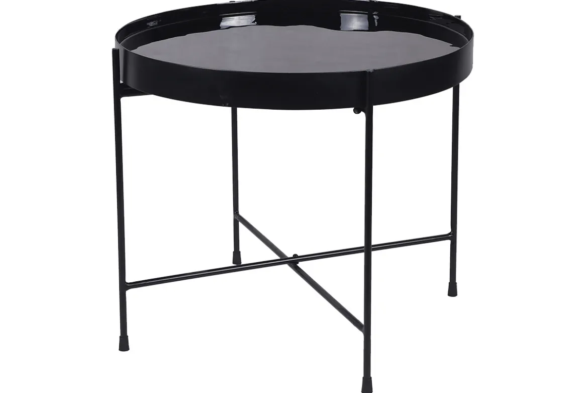 Table d'apppoint ronde avec plateau réversible bleu canard / noir D51 cm SATEEN