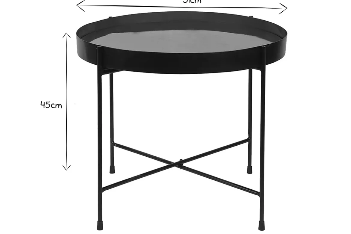 Table d'apppoint ronde avec plateau réversible bleu canard / noir D51 cm SATEEN