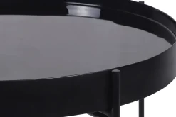 Table d'apppoint ronde avec plateau réversible bleu canard / noir D51 cm SATEEN