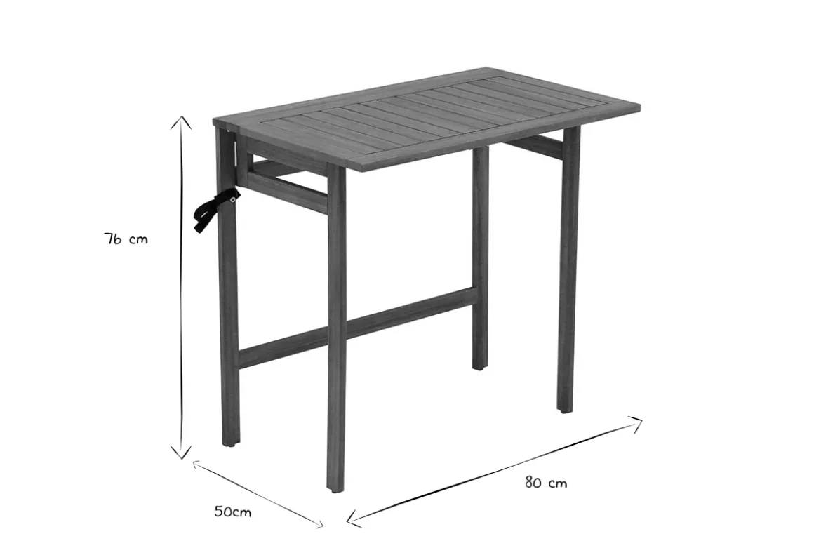 Table de balcon pliante en bois massif L80 cm CARMEN