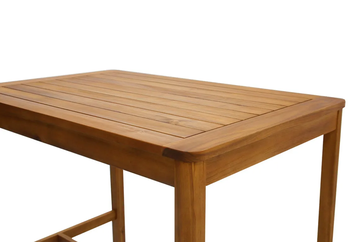 Table de bar de jardin rectangulaire en bois massif L120 cm AKIS