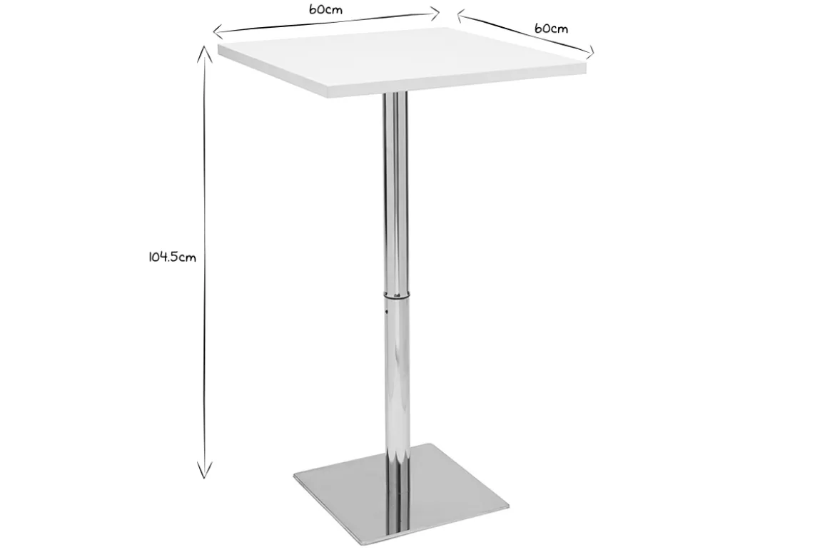 Table de bar design carrée blanche L60 cm JACK