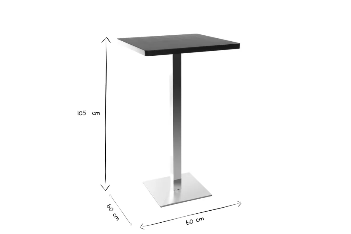 Table de bar design carrée noire L60 cm JORY