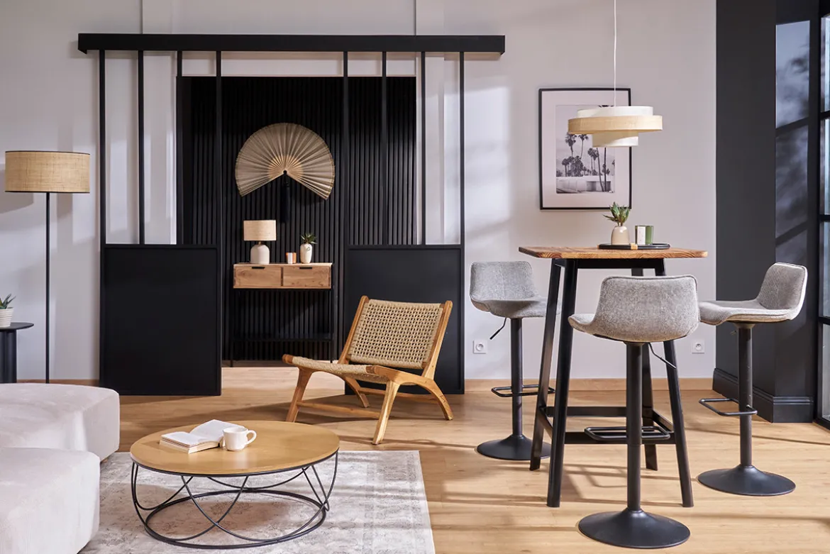 Table de bar design noire L70 cm JONES