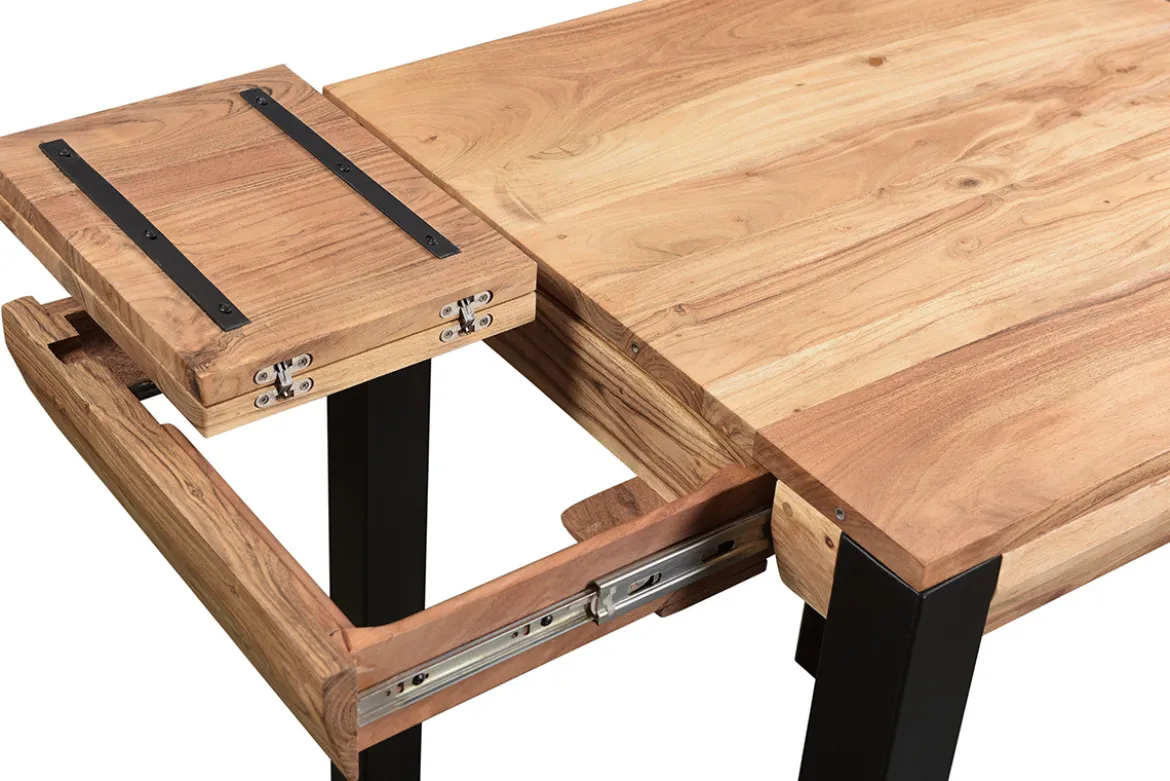 Table de bar extensible en bois massif et métal L80-135 cm TRAP
