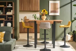 Table de bar extensible en bois massif et métal L80-135 cm TRAP