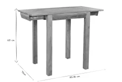 Table de bar haute extensible carrée en bois massif L80-135 cm BALTO