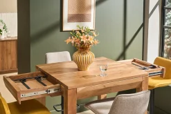 Table de bar haute extensible carrée en bois massif L80-135 cm BALTO
