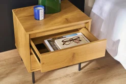 Table de chevet avec rangements 2 tiroirs finition bois clair chêne ARAGON