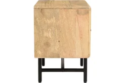 Table de chevet avec rangements bois manguier massif gravé et métal noir MORISSON
