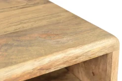 Table de chevet avec rangements bois manguier massif gravé et métal noir MORISSON