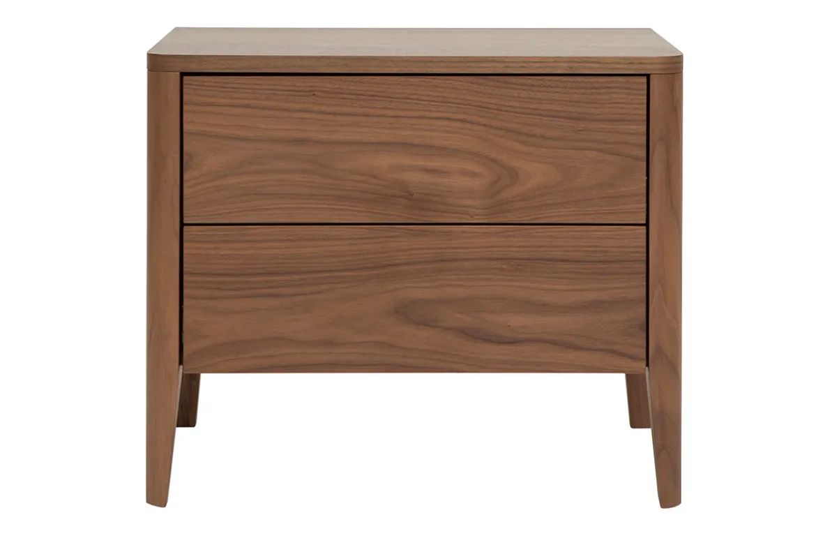 Table de chevet avec rangements 2 tiroirs bois foncé noyer BENJA