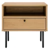 Table de chevet avec rangements finition bois clair chêne et métal noir PERNELLE