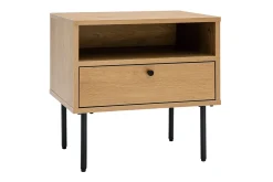 Table de chevet avec rangements finition bois clair chêne et métal noir PERNELLE