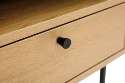 Table de chevet avec rangements finition bois clair chêne et métal noir PERNELLE