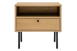 Table de chevet avec rangements finition bois clair chêne et métal noir PERNELLE