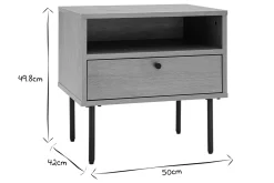 Table de chevet avec rangements finition bois clair chêne et métal noir PERNELLE