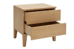 Table de chevet avec rangements 2 tiroirs scandinave bois clair chêne FREDDY