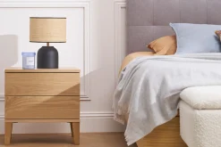 Table de chevet avec rangements 2 tiroirs scandinave bois clair chêne FREDDY