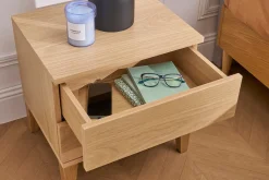 Table de chevet avec rangements 2 tiroirs scandinave bois clair chêne FREDDY